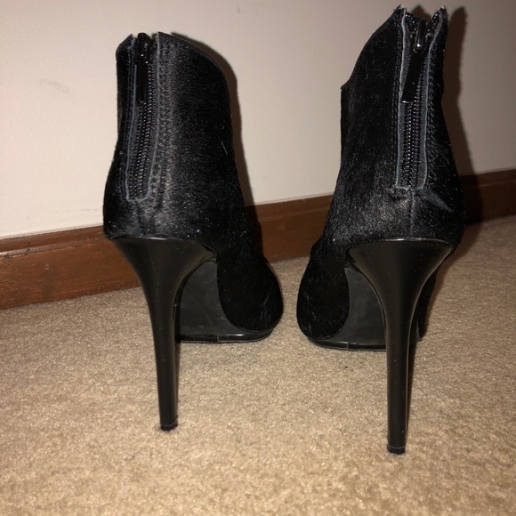Faux fur black EXPRESS booties! Warn once! - Picture 4 of 5